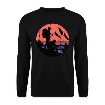 Outdoor Wandern Naturliebhaber - Unisex Pullover - Schwarz - Vorne - Alina (178cm) & Michal (187cm)