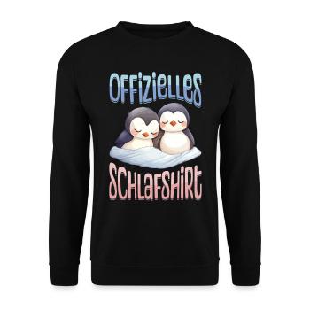 Offizielles Schlafshirt Pinguin Schlafanzug Süß - Unisex Pullover - Schwarz - Vorne - Alina (178cm) & Michal (187cm)