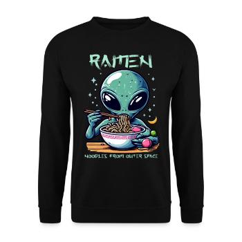 Extra-atmosphérique Ramen Alien Noodles - Sweat-shirt Unisexe - noir - Devant - Alina (178cm) & Michal (187cm)