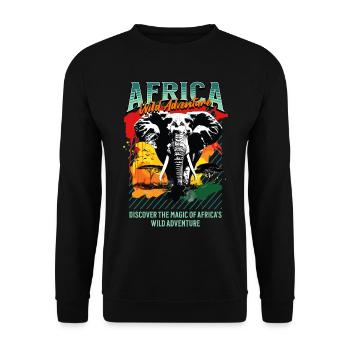 Afrika Elefant Natur Abenteuer Wildnis Safari - Unisex Pullover - Schwarz - Vorne - Alina (178cm) & Michal (187cm)