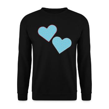 Bayrische Herzen als Patches. - Unisex Pullover - Schwarz - Vorne - Alina (178cm) & Michal (187cm)
