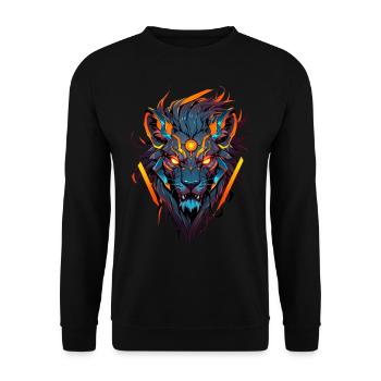Löwe, Löwenkopf - Unisex Pullover - Schwarz - Vorne - Alina (178cm) & Michal (187cm)