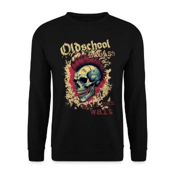 Oldschool Knallhart Punk Oi - Unisex Pullover - Schwarz - Vorne - Alina (178cm) & Michal (187cm)