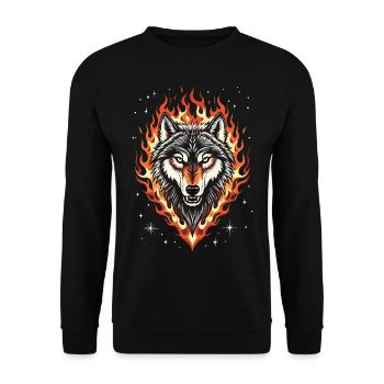 Wolf and Flames - Unisex Sweatshirt - black - Front - Alina (178cm) & Michal (187cm)