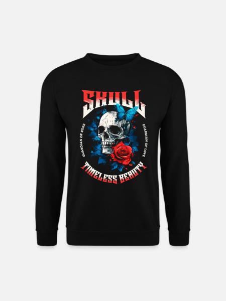 Skull Skull Butterfly Rose Flower - Unisex Sweatshirt - black