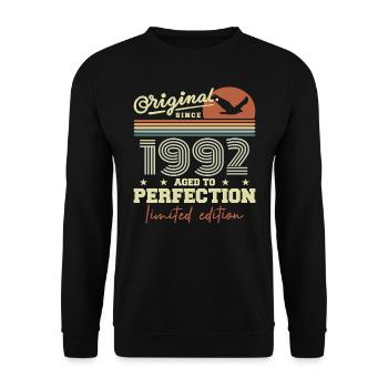 Original 1992 Geburtstagsgeschenk 1992 Retro 1992 - Unisex Pullover - Schwarz - Vorne - Alina (178cm) & Michal (187cm)