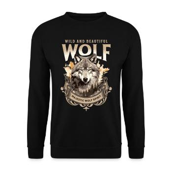 Wolf Wolf Head Predator Forest Nature Mountains Wilderness - Unisex Sweatshirt - black - Front - Alina (178cm) & Michal (187cm)