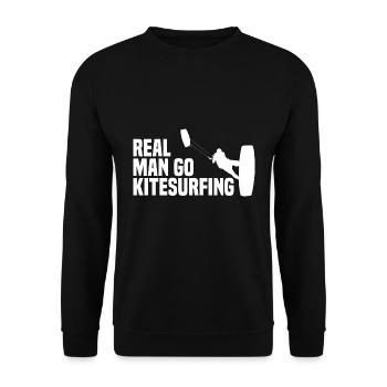 Real Man Go Kitesurfing Kiteboarding Kiteboard - Unisex Sweatshirt - black - Front - Alina (178cm) & Michal (187cm)