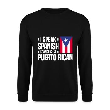Puerto Rico Flagge | Puerto Ricaner Geschenkideen - Unisex Pullover - Schwarz - Vorne - Alina (178cm) & Michal (187cm)