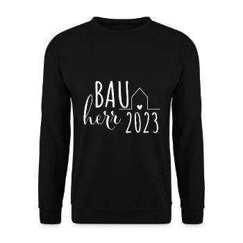 Bauherr 2023 Häuslebauer Hausbau Geschenk - Unisex Pullover - Schwarz - Vorne - Alina (178cm) & Michal (187cm)