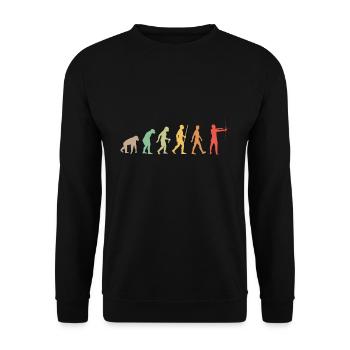 Bogenschießen Evolution Geschenk Bogenschütze - Unisex Pullover - Schwarz - Vorne - Alina (178cm) & Michal (187cm)
