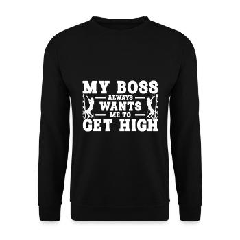 Industriekletterer Beruf | Turmbesteiger Geschenke - Unisex Pullover - Schwarz - Vorne - Alina (178cm) & Michal (187cm)