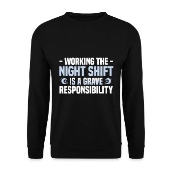 Nachtschicht - Unisex Pullover - Schwarz - Vorne - Alina (178cm) & Michal (187cm)