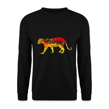 Muttertag Idee Löwe Mutter im Herzen mom - Unisex Pullover - Schwarz - Vorne - Alina (178cm) & Michal (187cm)