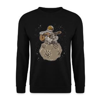 Astronaut Playing Guitar | Galaxy Milky Way Space - Unisex Sweatshirt - black - Front - Alina (178cm) & Michal (187cm)
