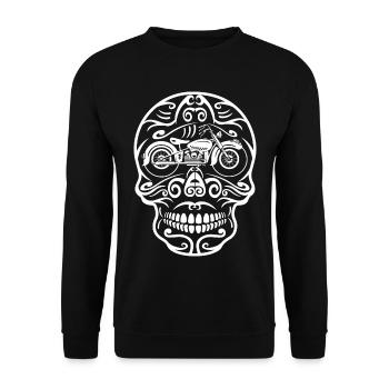 Moto rétro Skull - Sweat-shirt Unisexe - noir - Devant - Alina (178cm) & Michal (187cm)