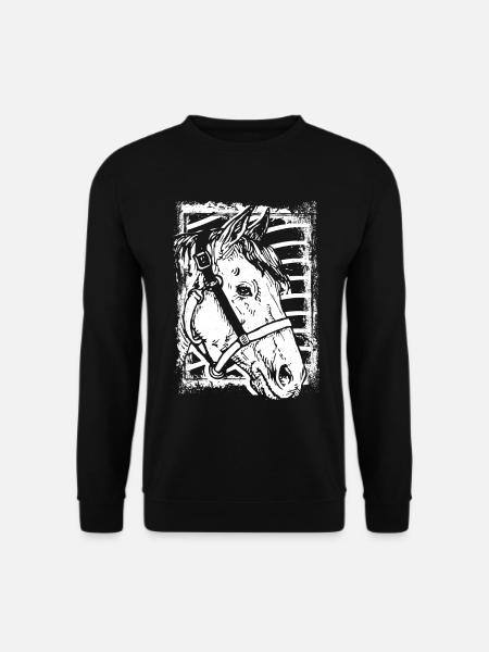 Reiten - Reiter - Pferd - Pferdekopf - Unisex Pullover - Schwarz