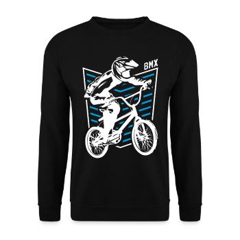 | de badge Bmx Bmx Bike Rider Retro Bleu - Sweat-shirt Unisexe - noir - Devant - Alina (178cm) & Michal (187cm)