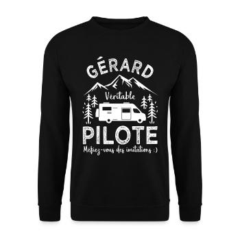 Gérard véritable pilote camping car Humour - Sweat-shirt Unisexe - noir - Devant - Alina (178cm) & Michal (187cm)