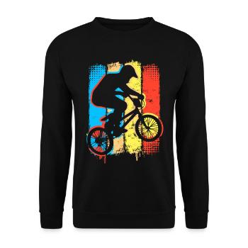 Buntes Bmx Fahrrad - Retro Bmx Rad Farbenfroh - Unisex Pullover - Schwarz - Vorne - Alina (178cm) & Michal (187cm)