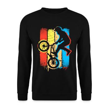 Vintage Bmx Rad - Farbenfrohes Retro Bmx Fahrrad - Unisex Pullover - Schwarz - Vorne - Alina (178cm) & Michal (187cm)