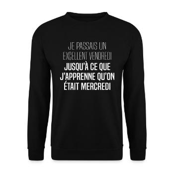 Humour de bureau collègue rigolo lundi déprime - Sweat-shirt Unisexe - noir - Devant - Alina (178cm) & Michal (187cm)
