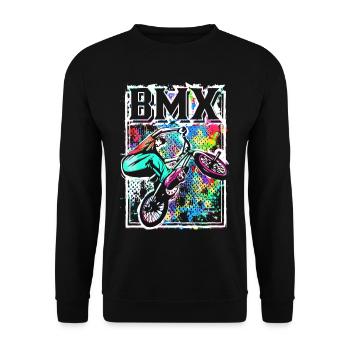 Retro Bmx Bike Rider - Freestyle Bmx Bike - Sweat-shirt Unisexe - noir - Devant - Alina (178cm) & Michal (187cm)