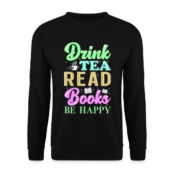 Reading Books Tea - Unisex Sweatshirt - black - Front - Alina (178cm) & Michal (187cm)