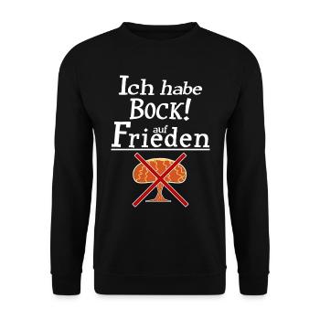 Ich habe Bock auf Frieden - Unisex Pullover - Schwarz - Vorne - Alina (178cm) & Michal (187cm)