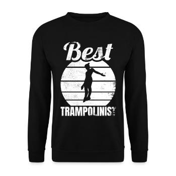 Lustiger Trampolinspringer - Unisex Pullover - Schwarz - Vorne - Alina (178cm) & Michal (187cm)