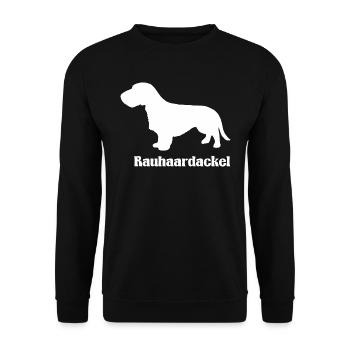 Rauhaardackel Silhouette - Unisex Pullover - Schwarz - Vorne - Alina (178cm) & Michal (187cm)