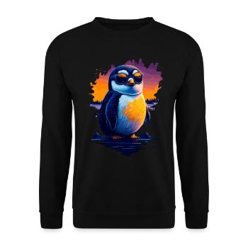 Pingouin mignon - Sweat-shirt Unisexe - noir - Devant - Alina (178cm) & Michal (187cm)