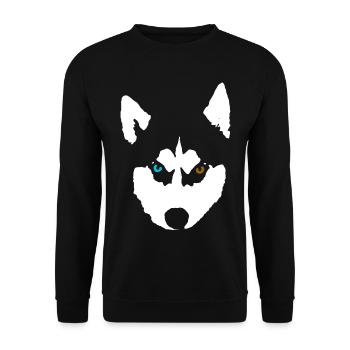 Husky Hund Siberian Husky - Unisex Pullover - Schwarz - Vorne - Alina (178cm) & Michal (187cm)