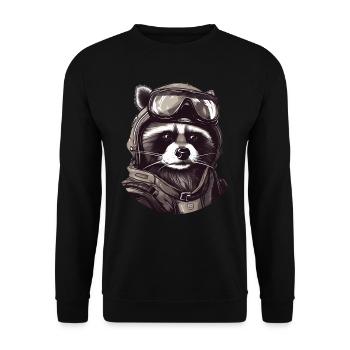 Raccoon Pilot - Unisex Sweatshirt - black - Front - Alina (178cm) & Michal (187cm)