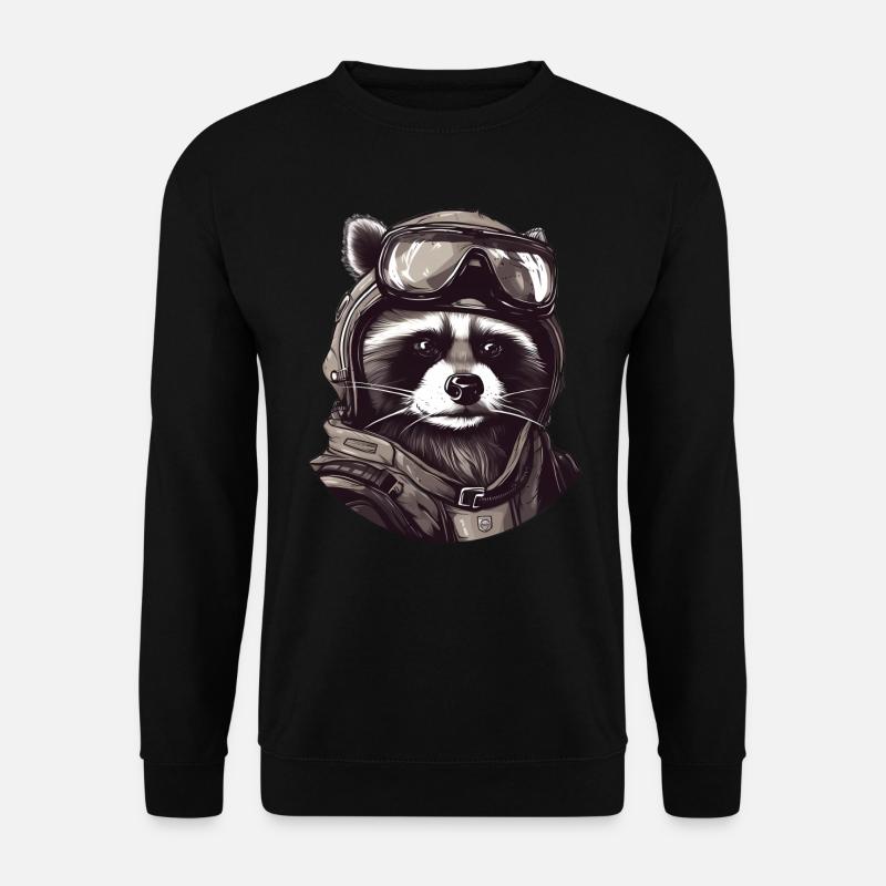 Waschbär Pilot - Unisex Pullover - Schwarz