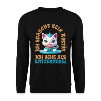 Katzenmodel - Karneval - Unisex Pullover - Schwarz - Vorne - Alina (178cm) & Michal (187cm)