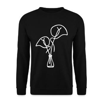 Weiße Blumenskizze - Unisex Pullover - Schwarz - Vorne - Alina (178cm) & Michal (187cm)