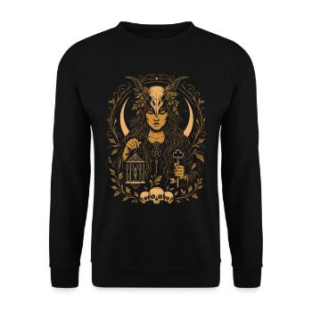 Samhain Goddess Nature Magic Spiritual Art - Unisex Sweatshirt - black - Front - Alina (178cm) & Michal (187cm)