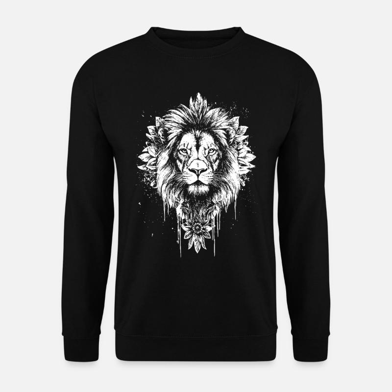 Löwe Gesicht Löwenkopf Mandala - Unisex Pullover - Schwarz