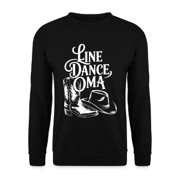 Line Dance Oma Illustration - Unisex Pullover - Schwarz - Vorne - Alina (178cm) & Michal (187cm)