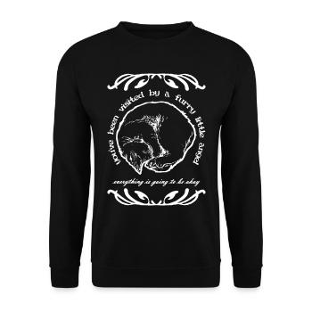 VOUS AVEZ REÇU LA VISITE D’UN PETIT ANGE À FOURRURE - Sweat-shirt Unisexe - noir - Devant - Alina (178cm) & Michal (187cm)