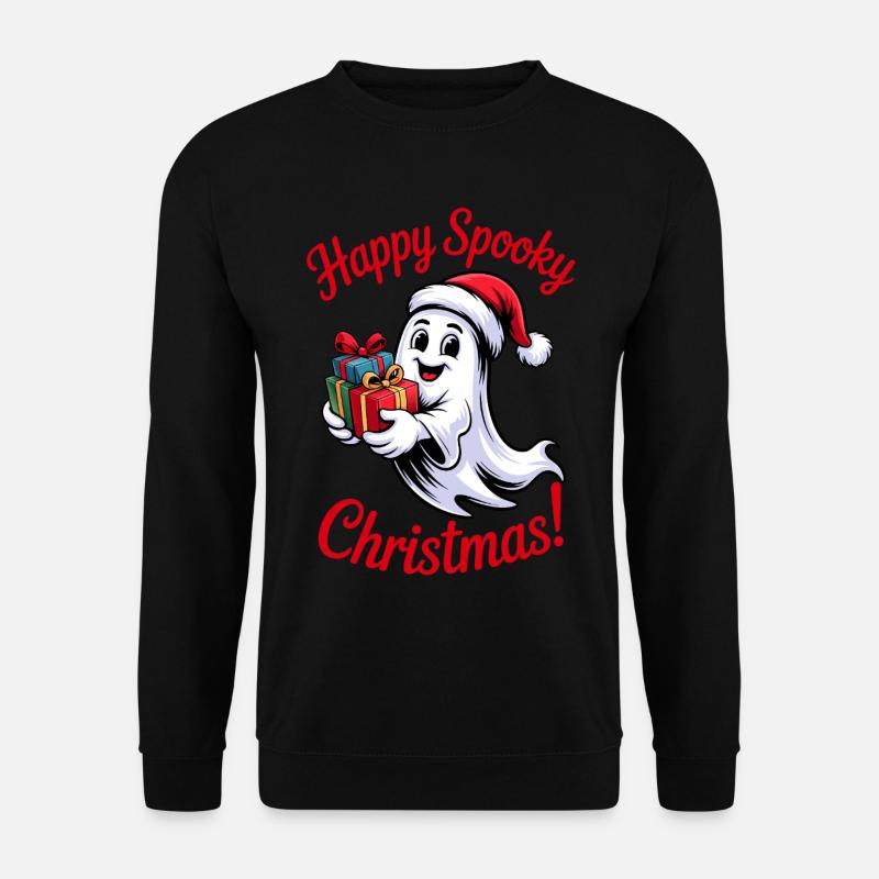 Fröhlicher Spukgeist mit Geschenken - Unisex Pullover - Schwarz