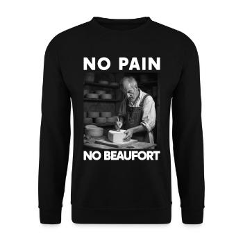 Kein Schmerz Kein Beaufort Humor Savoyen Beaufort Käse - Unisex Pullover - Schwarz - Vorne - Alina (178cm) & Michal (187cm)