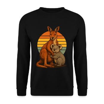 Känguru Koala Australische Freunde - Unisex Pullover - Schwarz - Vorne - Alina (178cm) & Michal (187cm)
