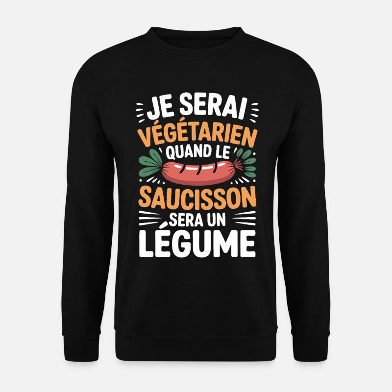 Humour Sausage – Never Vegetarian - Unisex Sweatshirt - black