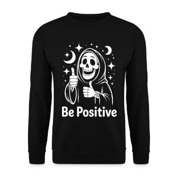 Be Positive Grim Reaper - Unisex Sweatshirt - black - Front - Alina (178cm) & Michal (187cm)
