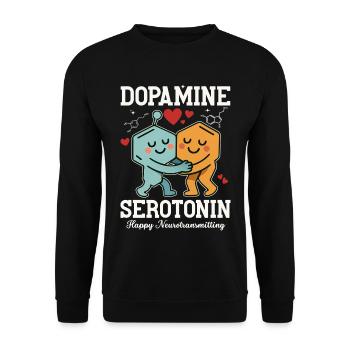 Dopamine Serotonin Hug Design - Unisex Sweatshirt - black - Front - Alina (178cm) & Michal (187cm)