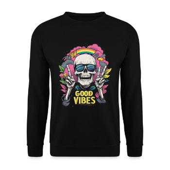 Skull Rainbow - Unisex Sweatshirt - black - Front - Alina (178cm) & Michal (187cm)
