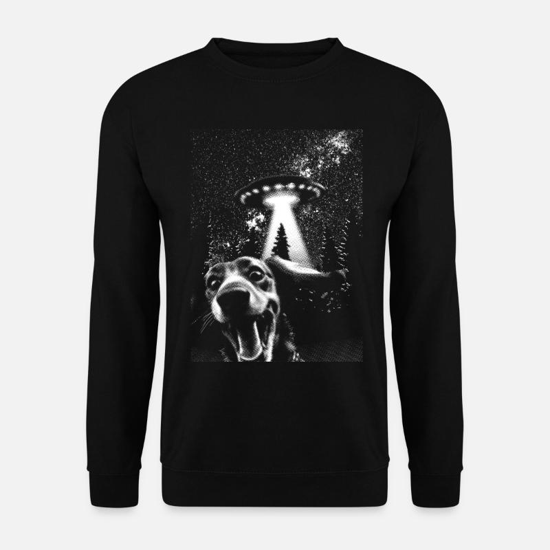 UFO und Hund Hundeshirt Funshirt - Unisex Pullover - Schwarz