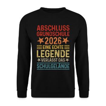Grundschule Abschluss 2026 Legende Schulgelände - Unisex Pullover - Schwarz - Vorne - Alina (178cm) & Michal (187cm)